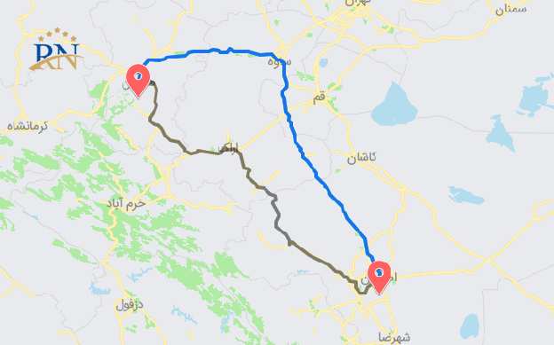 فاصله همدان تا اصفهان چند کیلومتر است